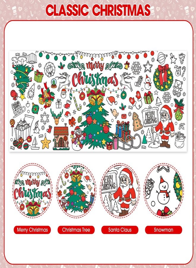 Litmitfu Giant Christmas Coloring Poster - Large Merry Christmas Coloring Tablecloth for Kids, Jumbo Xmas Paper Coloring Table Cloth Banner Activities Games Party Favors Crafts,30 x 72 Inch - Image 4